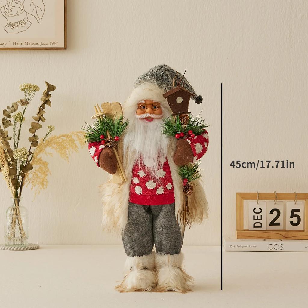 New blue Santa Claus doll doll Christmas decoration standing Santa Claus decorative ornament gift
