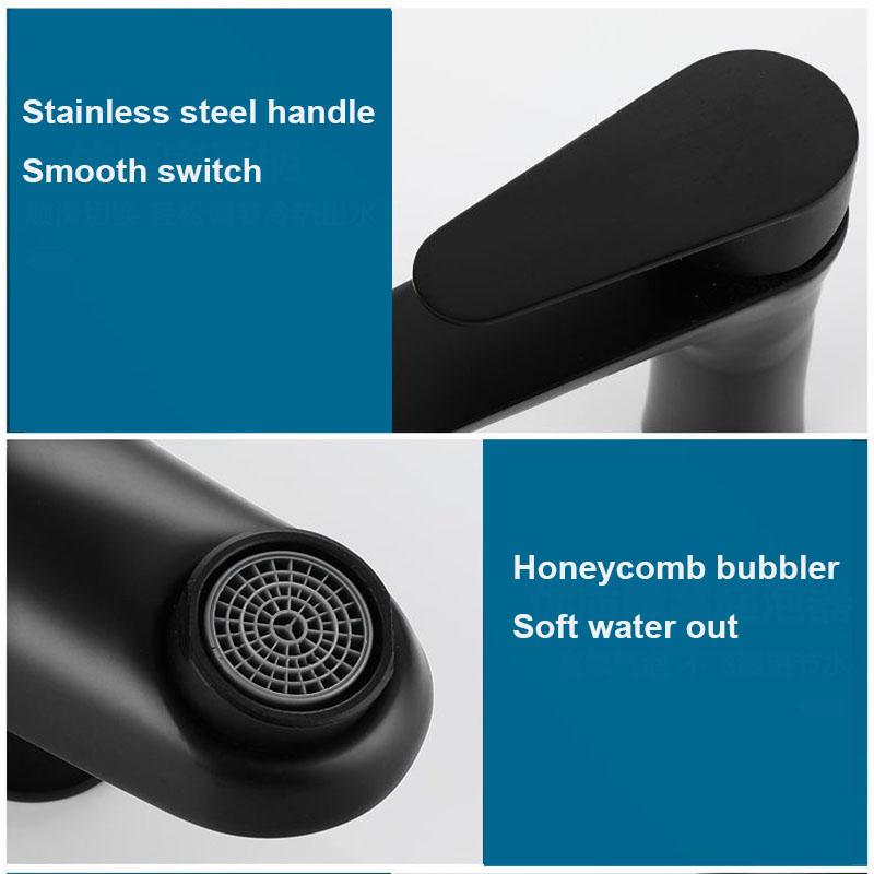 304 Stainless Steel Bathroom Faucet Thickened Material Basin Faucet Hot and Cold Mixer Faucet Single Handle Sink Tap