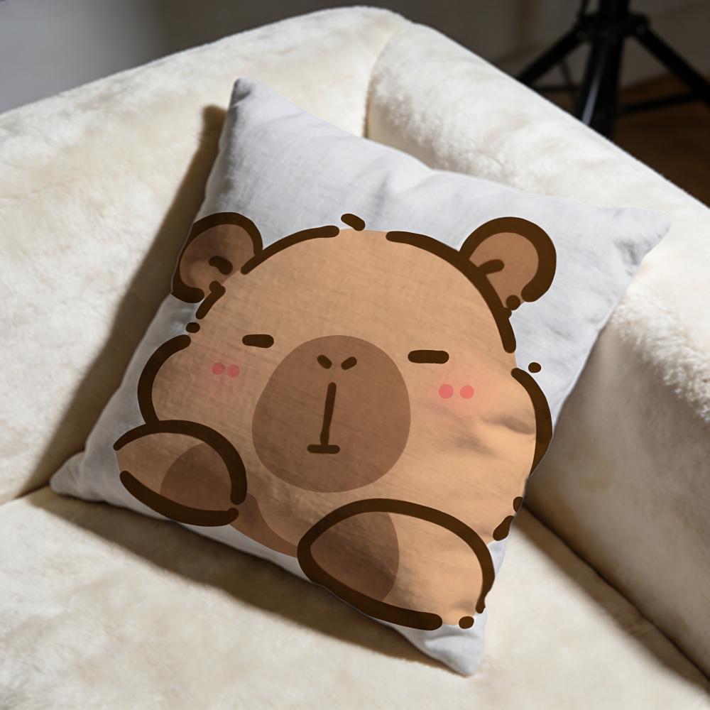Capybara Cushion Cover Soft Decorative Pillow Case Suitable for Bedroom Sofa Car Travel Use
