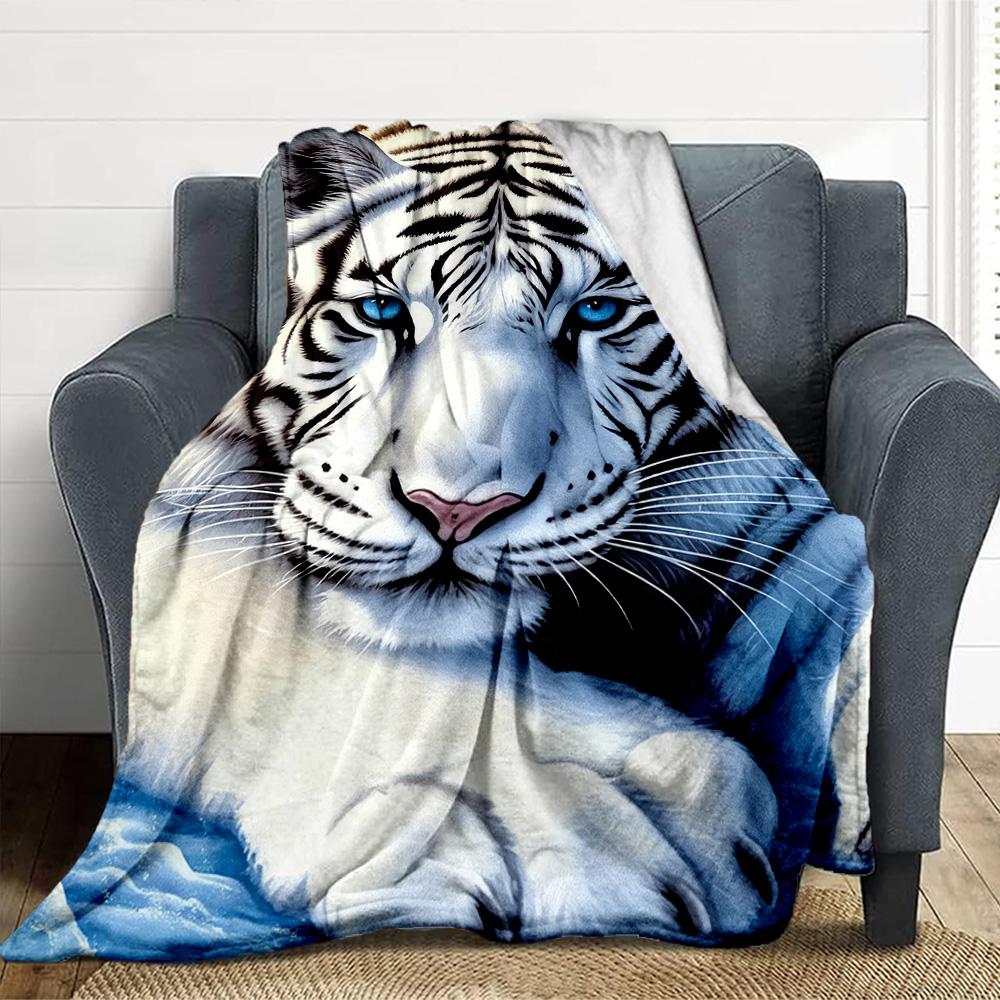 White Tiger Flannel Blanket Throw Blanket Soft Warm Sofa Bed Camping home Decor Unique Christmas Gift C926424