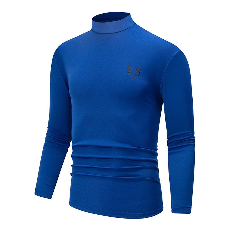 

Мужской модный осенне-зимний топ с полувысоким воротом, однотонный базовый, повседневный, с длинным рукавом S синий