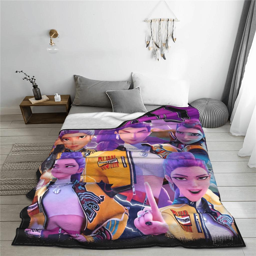 Idol Kpop Singer Blankets KPop Demon Hunters Warm Comfortable Plush Bedding Throws Kids Home Decor Flannel Bedspread Bed Cover