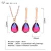 Fashion Water Drop Dangle Earrings Jewelry Sets For Women Girl Rose Gold Color Pendant Necklace Wedding Party Gift