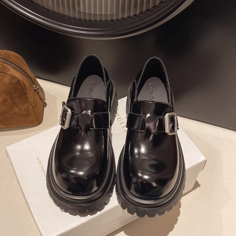 Small Thick-soled Women's Spring New 6 Height-increasing JK Single Shoes, Muffin Soft-soled Small Leather Shoes