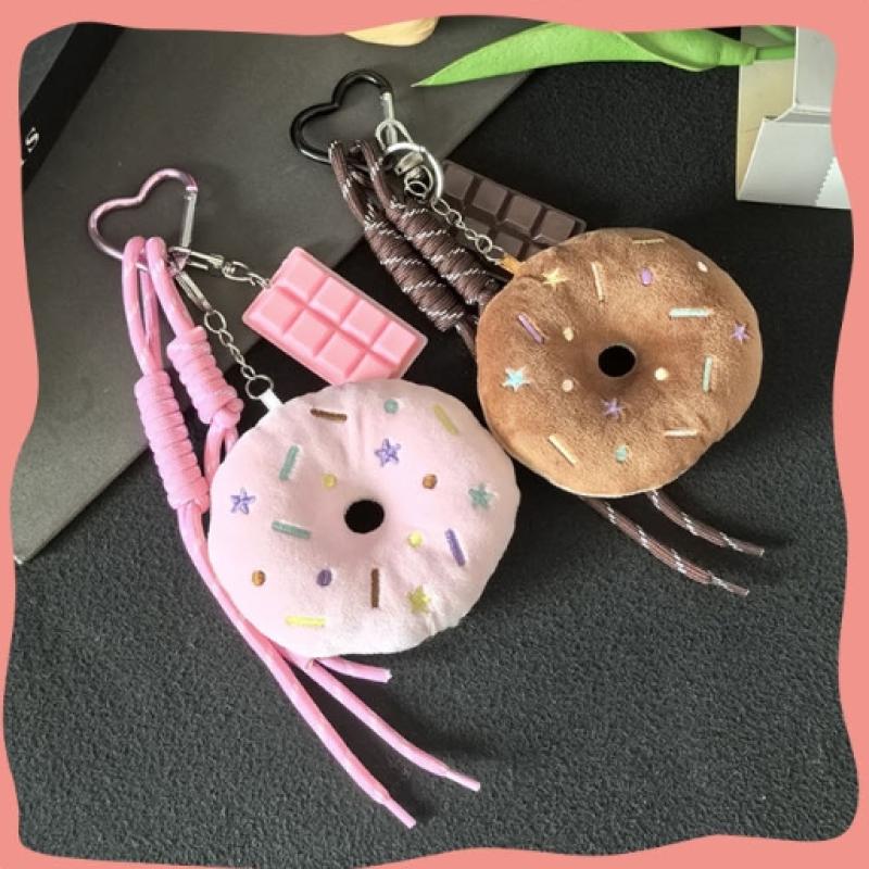 Cute Doughnut Pendant, Keychain, Plush Doughnut, Claw Machine Doll, Plush Bag Pendant