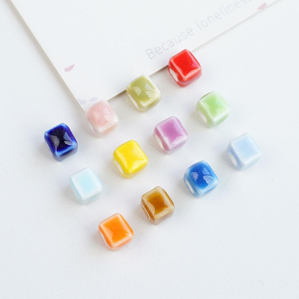 Small square loose beads handmade DIY bead material ceramic necklace bracelet beaded accessories