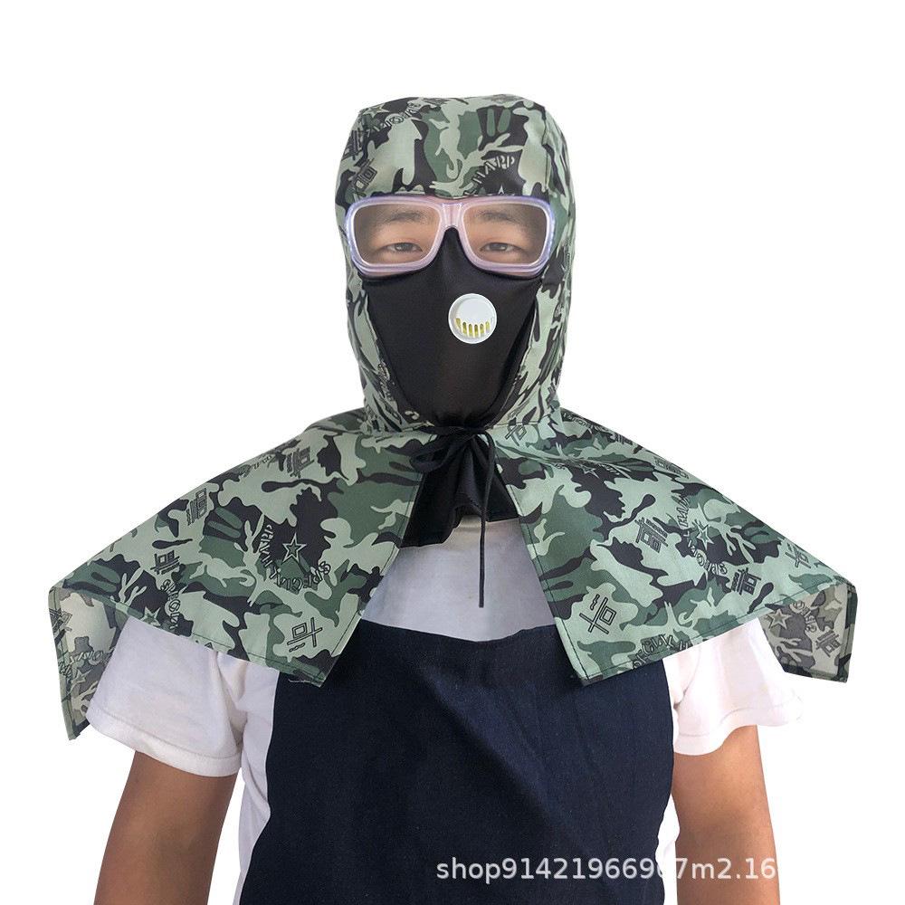 Camouflage Dustproof Windproof Protective Shawl Hat with Breathable Face Shield