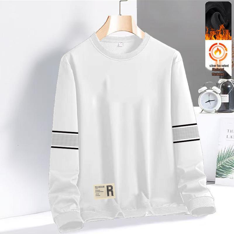 Men's Round Neck Plus Velvet Sweatshirt - Autumn Winter Loose Long Sleeve Casual Pullover