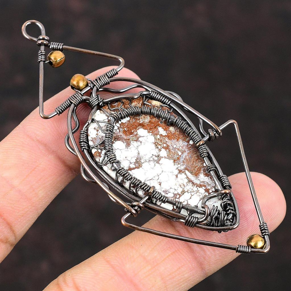 Tree Of Life Wild Horse Magnesite Pendant Copper Wire Wrapped Pendant Handmade Gemstone Jewelry Gift For Mother Tree Of Life Copper Jewelry