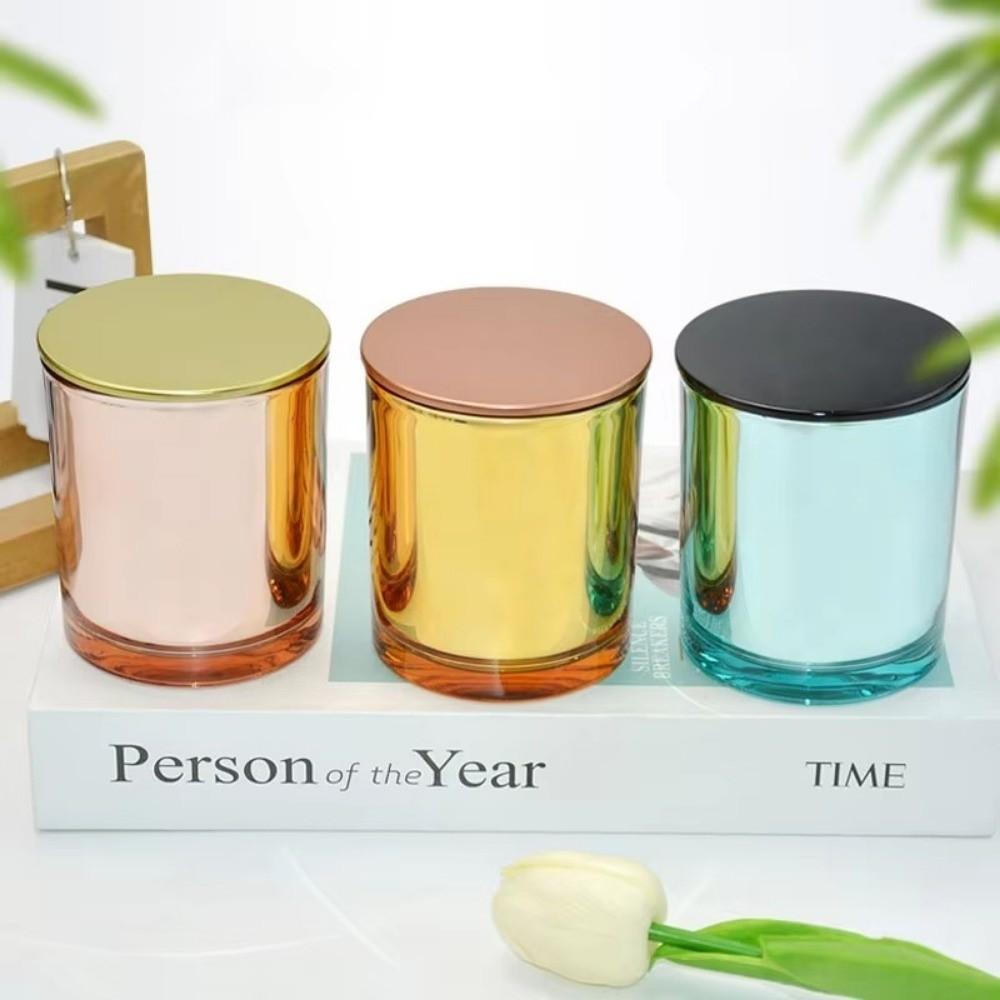 Creative Electroplated Glass Candle Cup Colorful Aroma Aromatherapy Cup Empty Glass Container Living Room Ornament