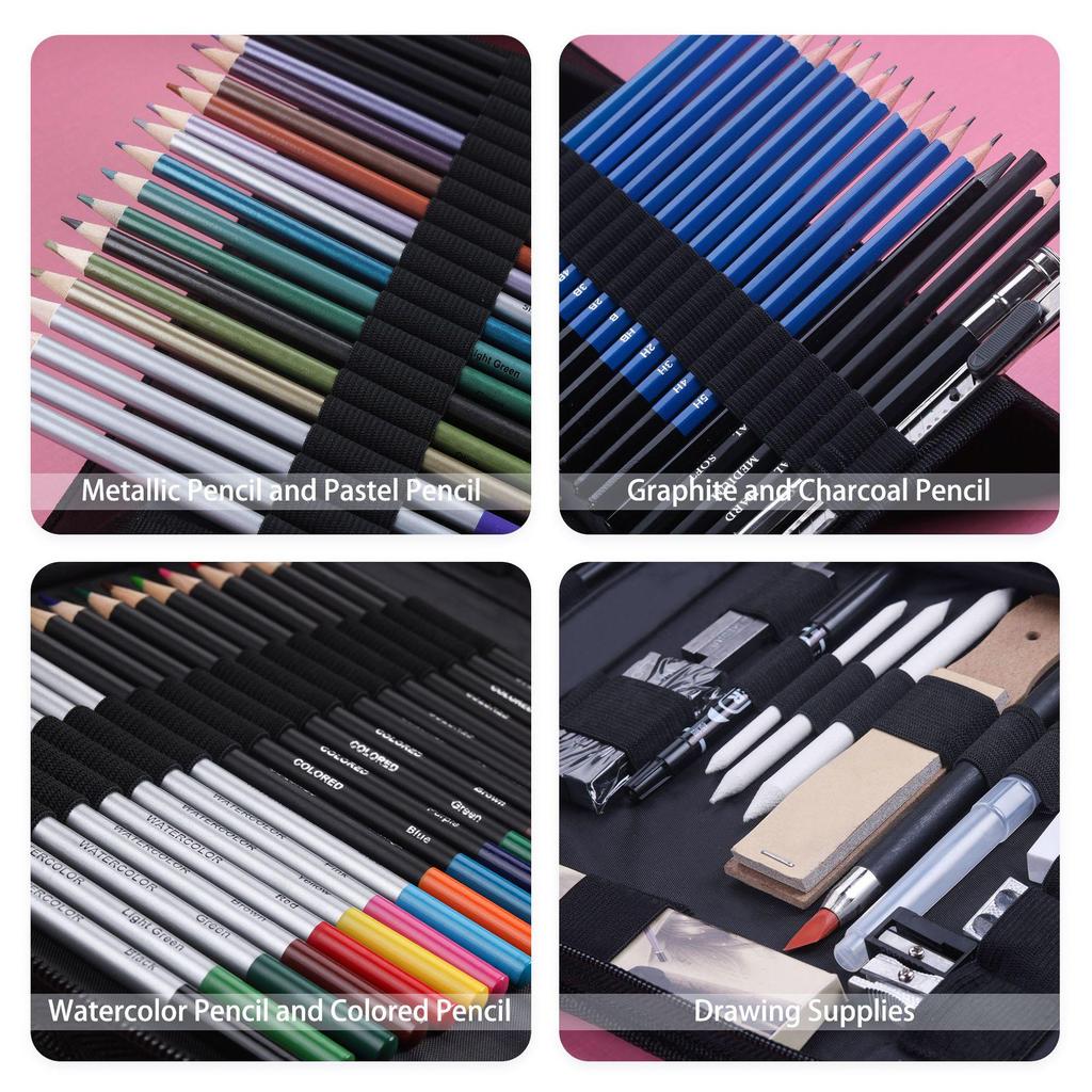 83-Piece Professional Sketching & Colored Pencils Set for Fine Art Drawing