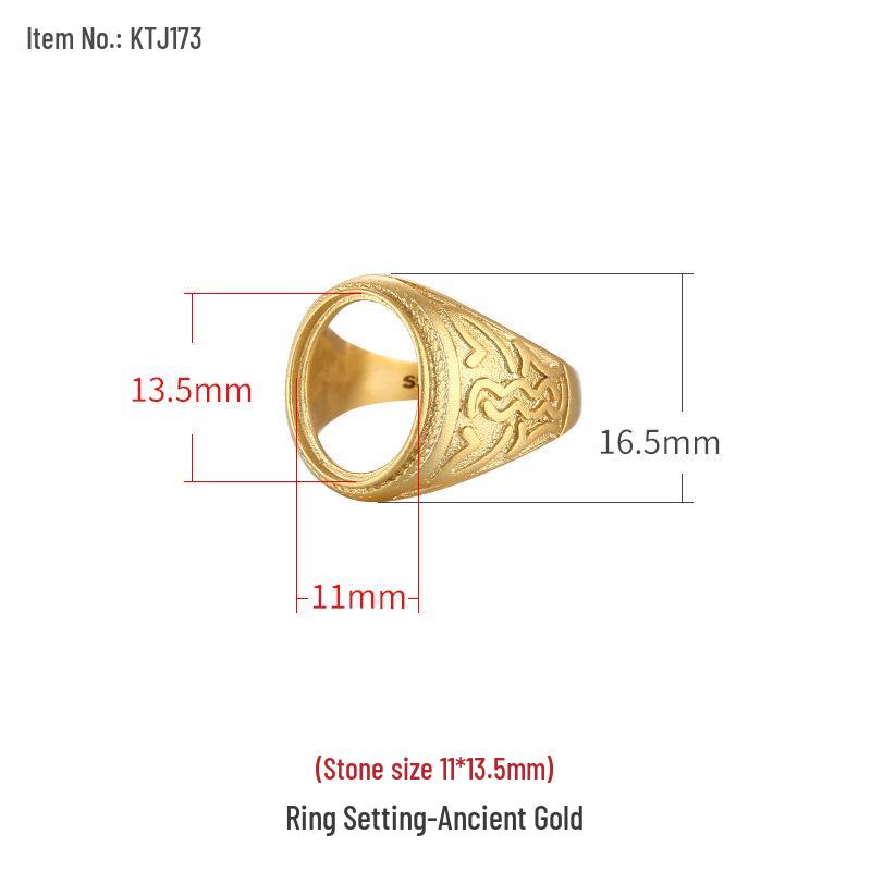 

925 Sterling Silver Handmade Open Ring Setting for Men & Women, DIY Inlaid Amber or Beeswax, Retro Oxidized Finish