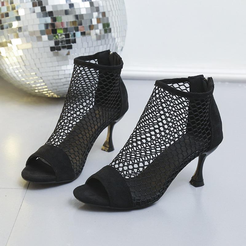 Sandal Boots Women Fine Heel Back Zipper Fish Mouth Sandals