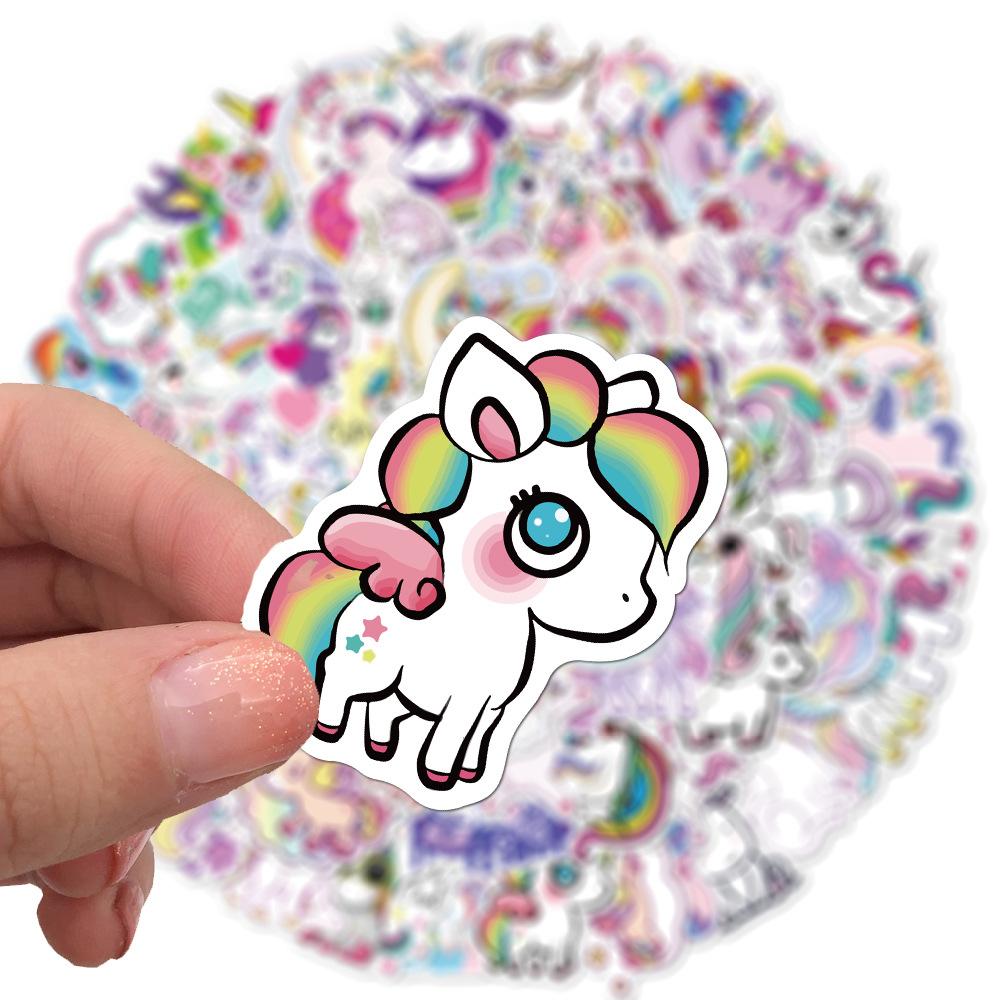 100 Cartoon Cute Unicorn Doodle Stickers Decorative Mobile Phone Case Skateboard Suitcase Waterproof Stickers