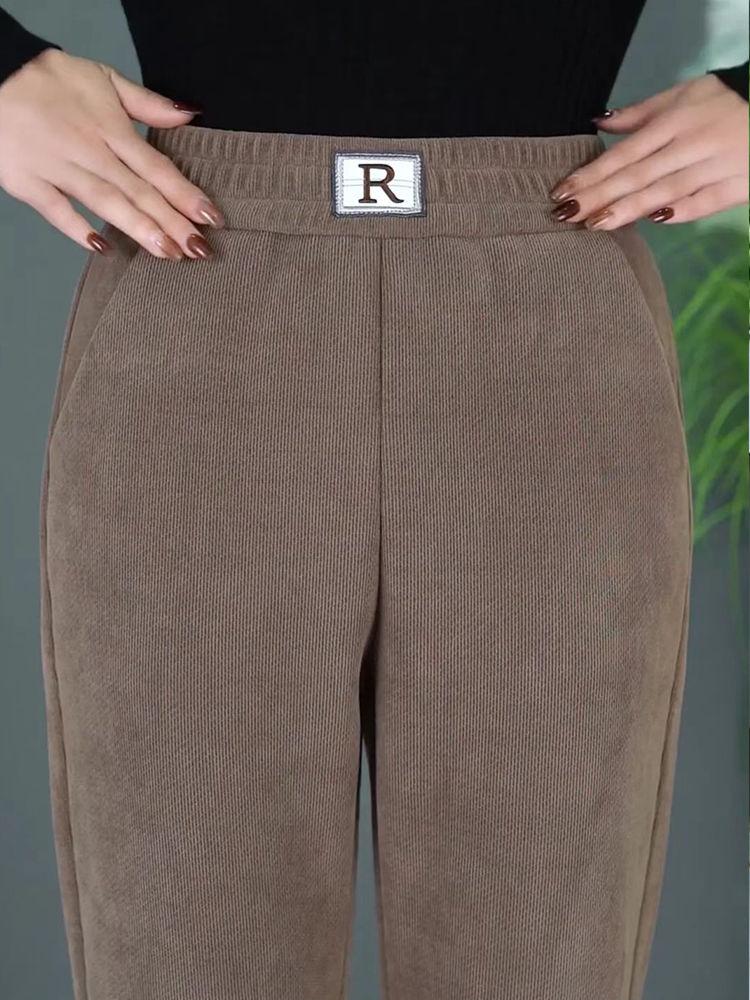 Pantalon Harem Slim Amincissant Taille Haute pour Femme en Coton Européen et Velours Arctique - Collection Automne/Hiver 2022