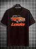 Unisex T-shirt Men's LADA Graphic T-Shirt- Retro Orange Car& Bold Lettering Print, Slim Fit Crew Neck S
