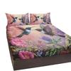 Pink Three-Piece Hummingbird Bed Set With 2 Pillowcases For Bedroom Living Room Decor