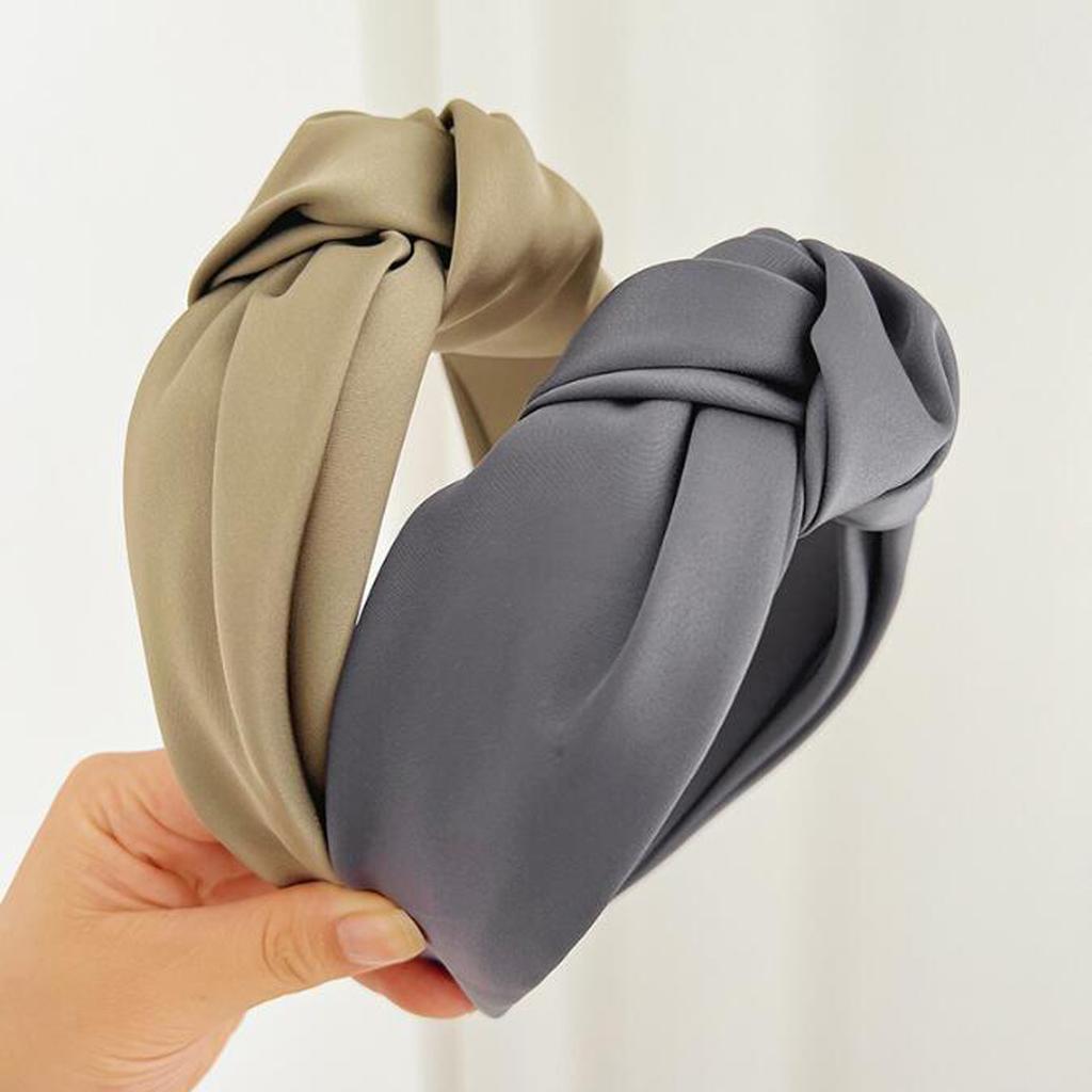PROLY Neue Mode Damen Haaraccessoires Einfarbige Breite Seiten-Haarband Mittlerer Knoten Turban Stirnband für Erwachsene
