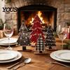 Modern Farmhouse Christmas Decor Rustic Tree Table Decoration, Vintage Wooden Xmas Standing Sign with Small For Tables Base for Winter Home