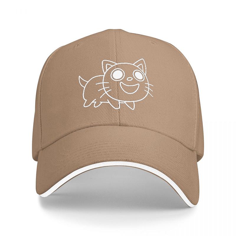 Cute Cat Outline Design Baseball Cap Black with White Trim and Playful Feline Graphic for Casual Wear and Fun Style StateUnisext