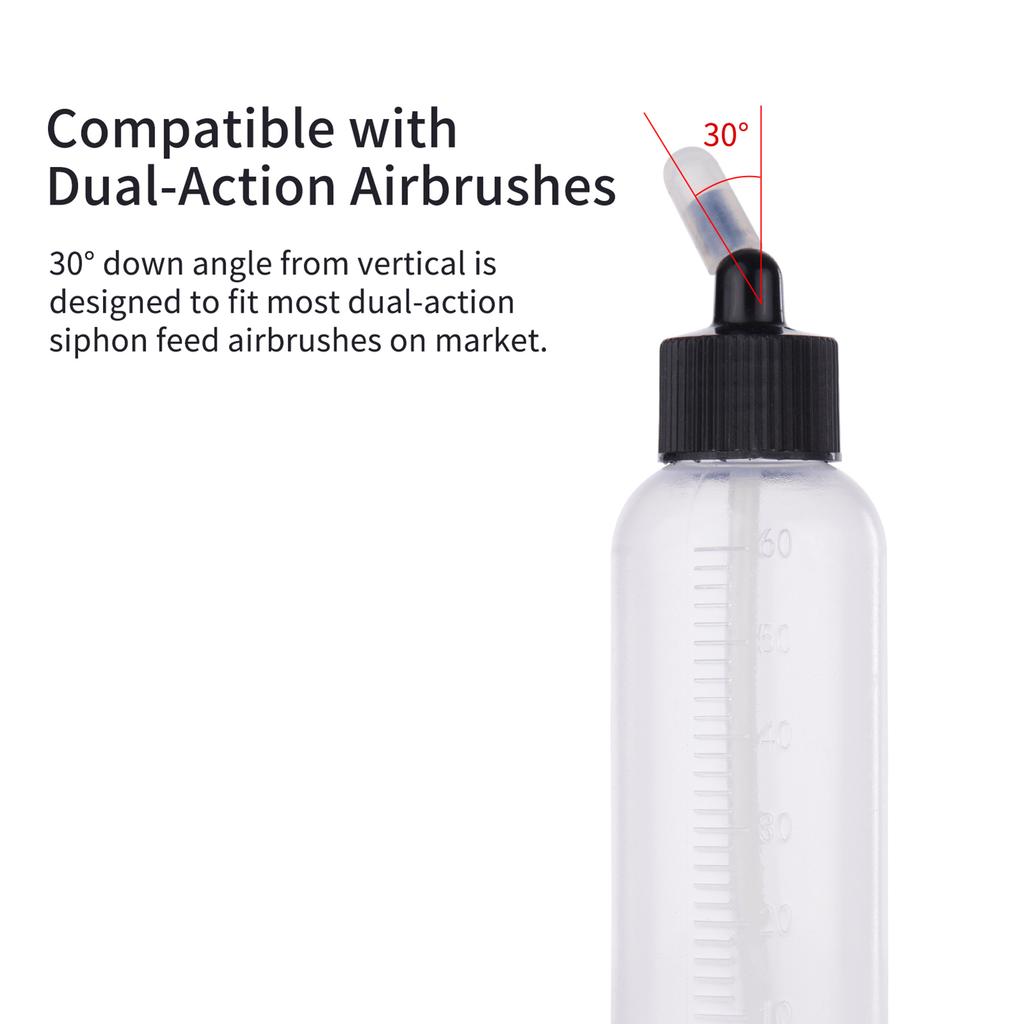 10 Stück 65ml Airbrush-Farbflaschen-Gläser Double Action Siphon-Zufuhr Air Brush Airbrushing-Zubehör mit 4 Stück Trichter Skala