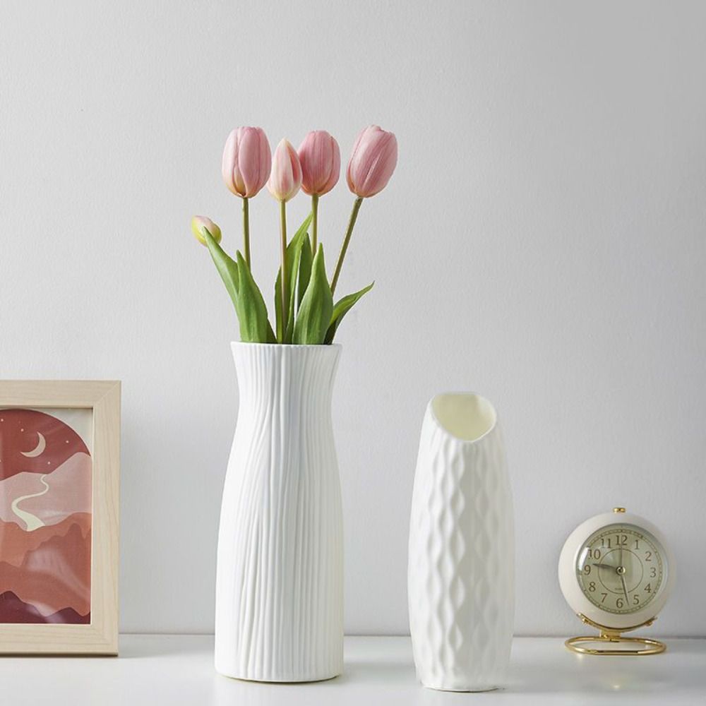Plastic Nordic Style Vase Imitation Ceramic Desktop Ornament Flower Pot Decoration  Living Room