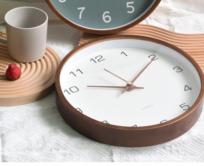 Nordic Solid Wood Silent Quartz Wall Clock - Creative Design for Living Room, Bedroom, Home Decor