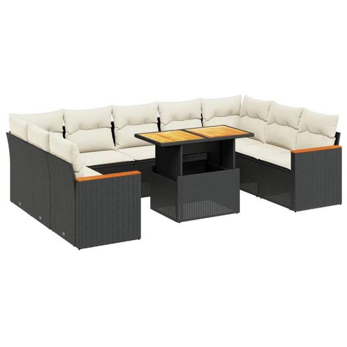 VidaXL Salon de Jardin avec Coussins 10 pcs, Canapés de Terrasse, Ensemble de Meubles de Patio, Mobilier d'Extérieur, Noir 3273219