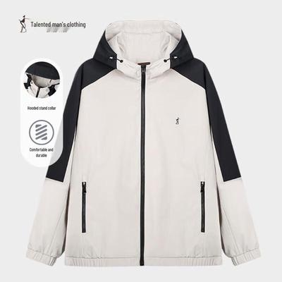 Men's Hooded Color-Block Patchwork Jacket