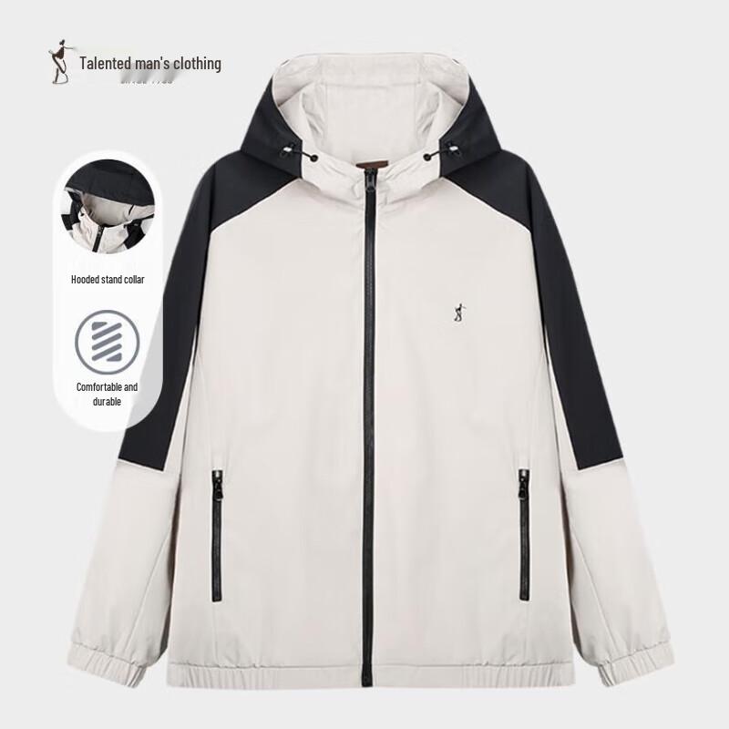 

TRIES Men s Hooded Color-Block Patchwork Jacket XL