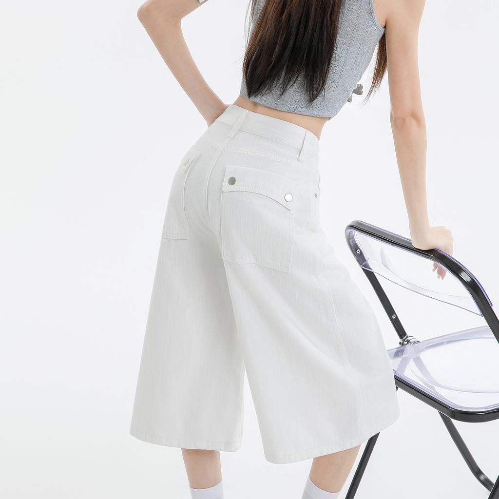 Loose Seven Quarter Jeans For Women In Summer, Loose Wide Leg Straight Leg Mid Length Pants For Women