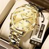Mens Luxury Dual Calendar Quartz Watch With Luminous Hands Date Day Display Stainless Steel Band 42mm Round Dial