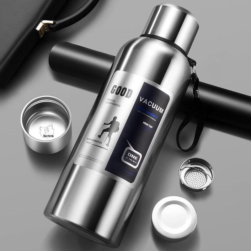 XiHe Portable Silver Insulated Water Bottle