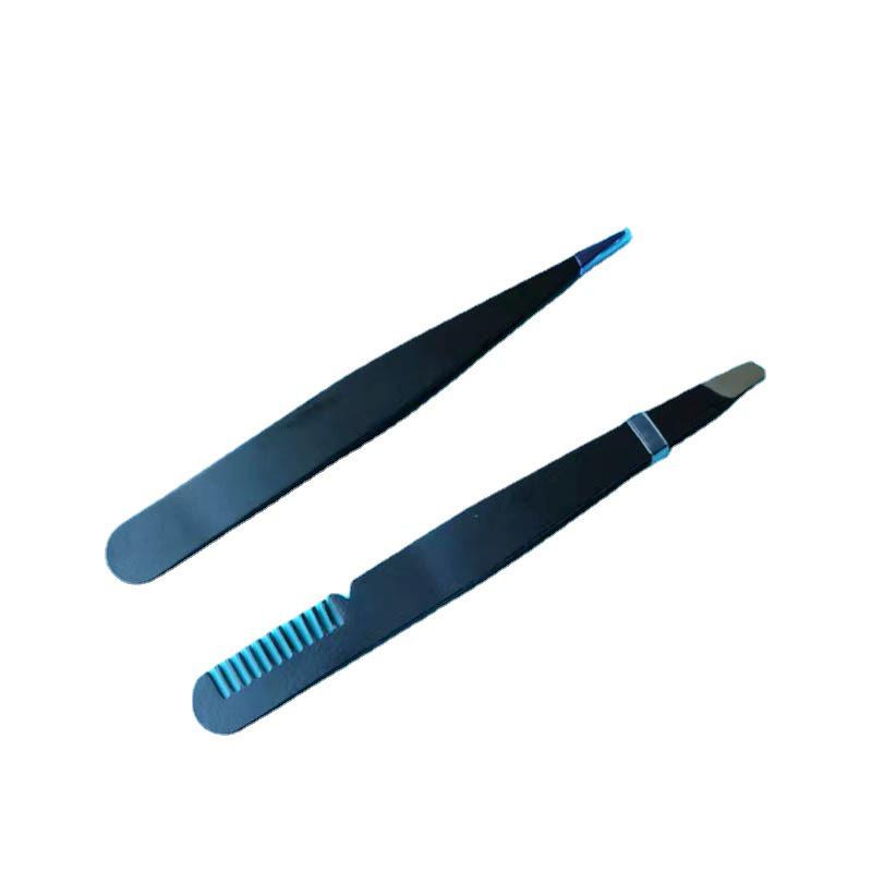 High-Quality Stainless Steel Black Eyebrow Tweezers Set for Multi-Purpose Hair Removal.