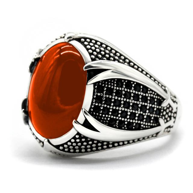 Vintage Big Oval Simulierte Zirkon Stein Ring Für Männer Frauen Antike Silber Farbe Schwarz Zirkon Ant Ring Retro Türkischen Schmuck