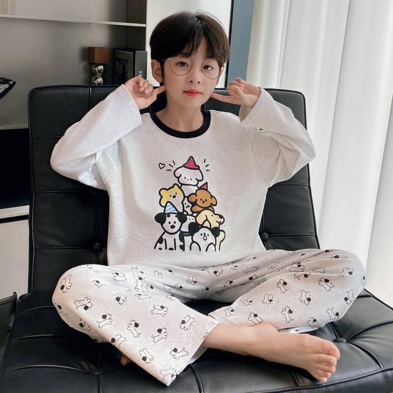 Jungen Baumwoll-Pyjama-Set Langarm Cartoon-Print Nachtwäsche Kinder Teenager 8 Jahre