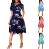 Dámská móda léto jaro ležérní šaty s krátkým rukávem a výstřihem