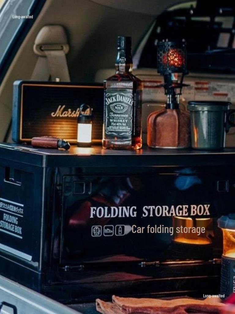Black Outdoor Camping & Storage Folding Box - Industrial Style for Car Trunk