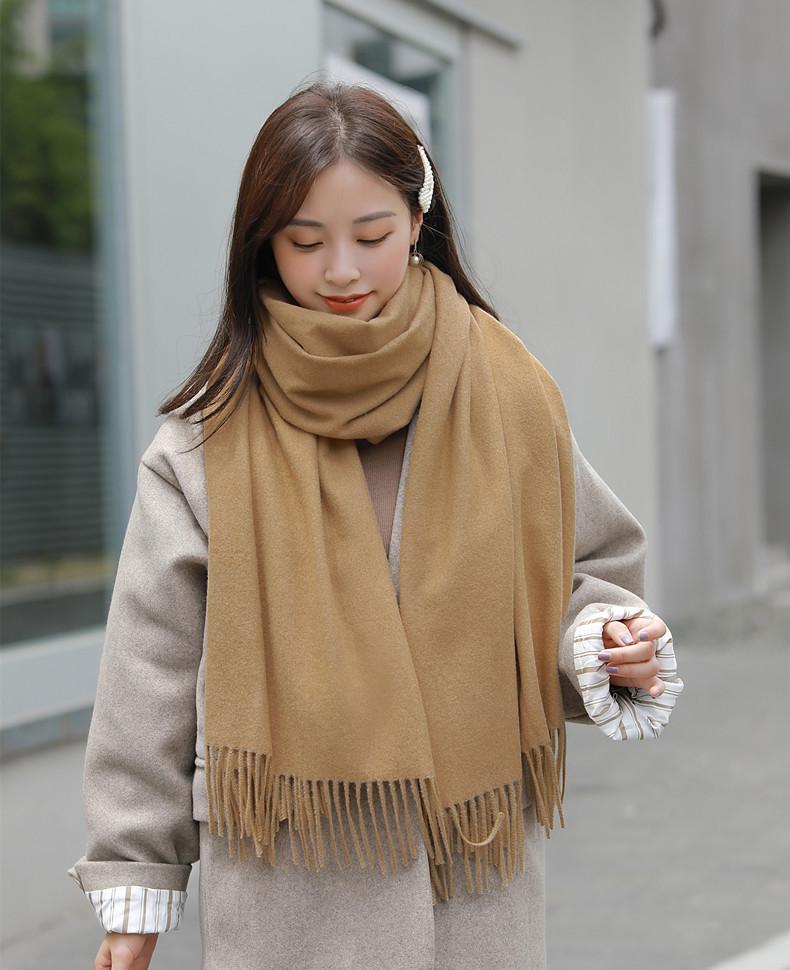 Women's Imitation Cashmere Winter Scarf - Thick Solid Color, Versatile Men's Shawl, Cashmere Wool Blend