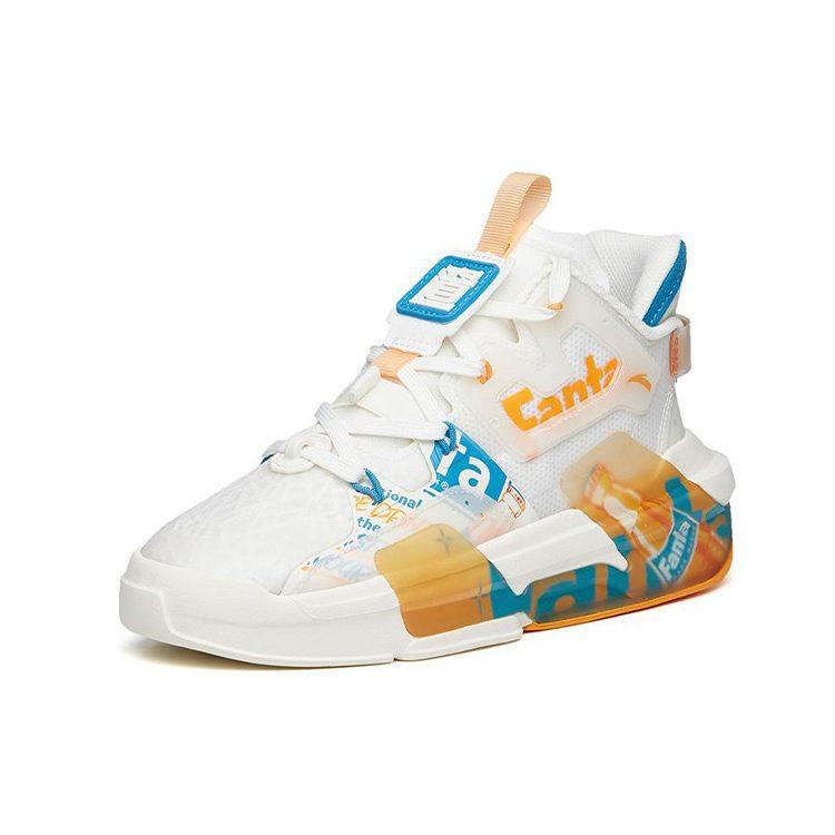 FENDER x Anta Bastard 3.0 Slip Resistant Abrasion Resistant Mid top Skateboard Shoes Women's White Orange 122138081S-1