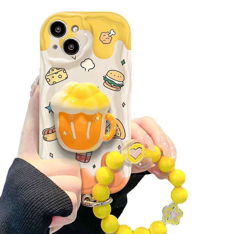 Suitable for Vivos17 Mobile Phone Case X90/80 Cute Cat Hamburger Bracket Chain IQOO11/10 Silicone Soft Shell