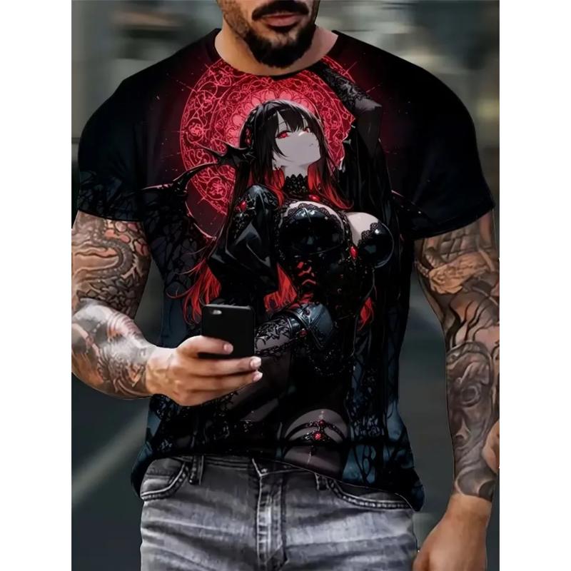 Modisches Herren-Rundhals-Kurzarm-3D-Casual-Farbprint-Casual-Kurzarm-Rundhals-T-Shirt