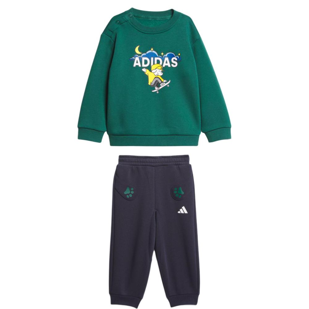 Adidas Повседневный спортивный костюм Легкая серия Флисовый трикотаж Круглый вырез Длинный рукав Комплект из 2 предметов Детские костюмы KC5397 86