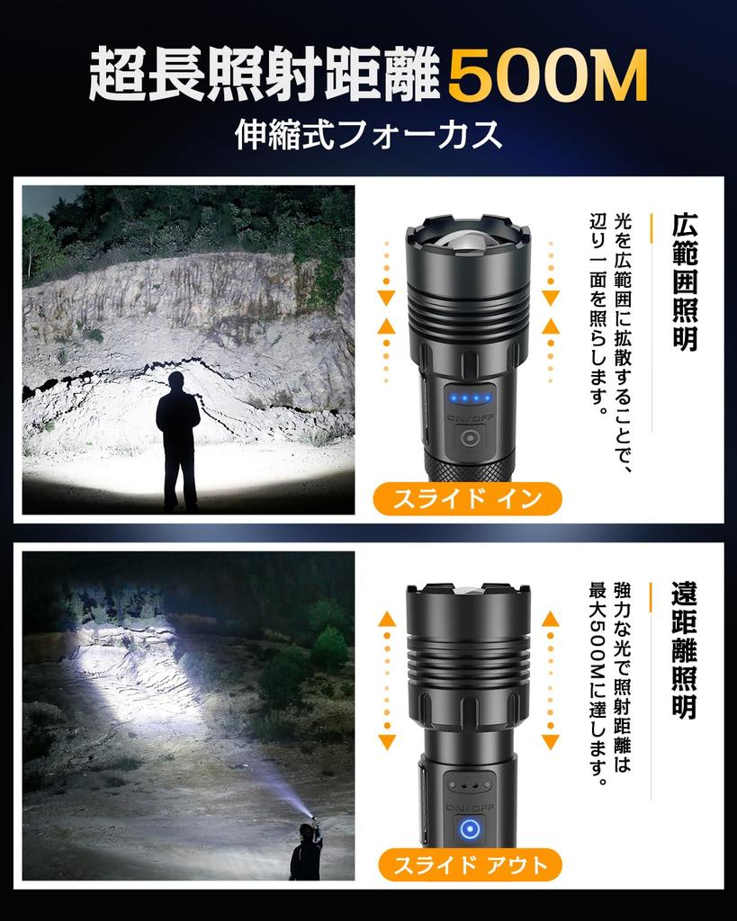 Powerful LED Flashlight US Military Earthquake Disaster Disaster Compatible with and AAA 5000mAh Battery to 16 Hours of USB Smartphone Handheld COB