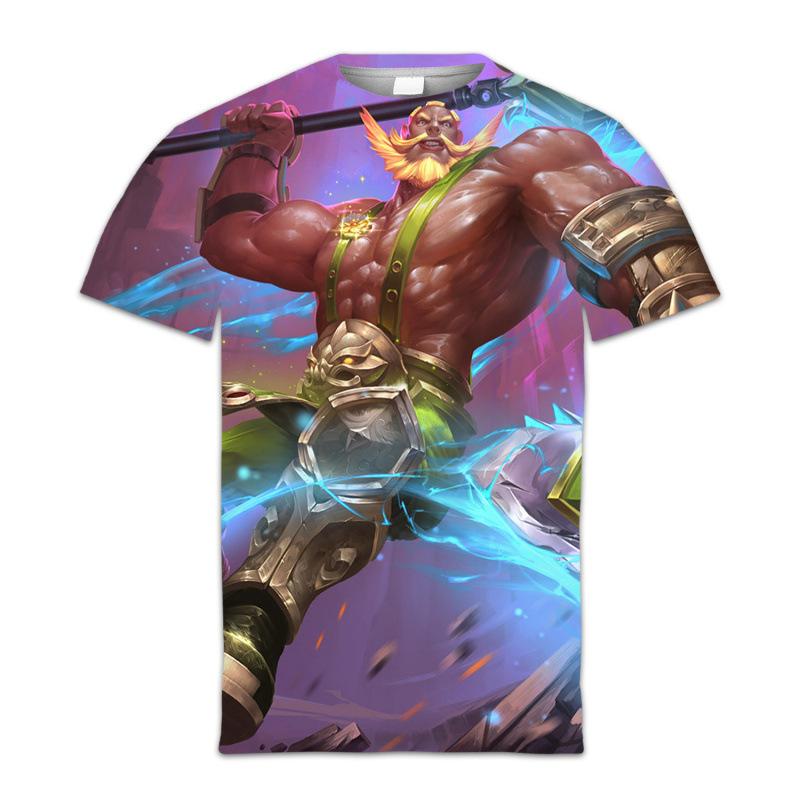 Summer King of Glory Game Clothes Men's Short Sleeved T-shirt for Middle School Students 3D Digital Printed T-shirts Top