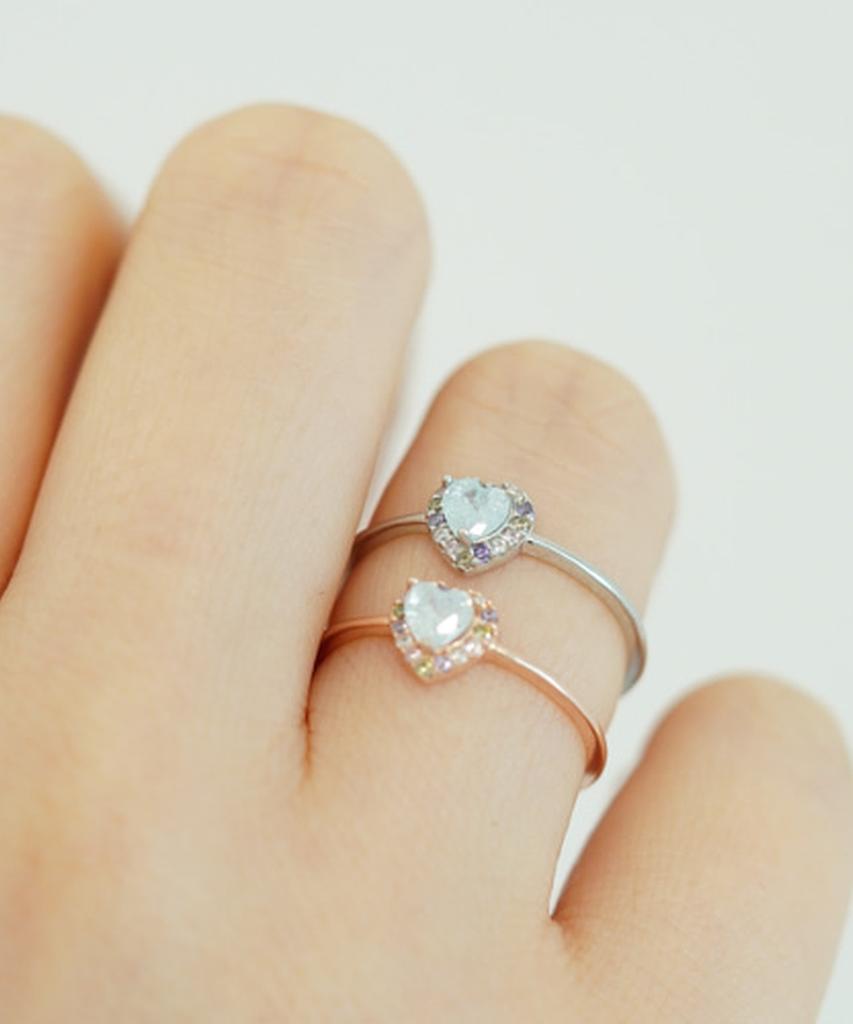 Alleun Silver 925 Layered Cubic Heart Ring