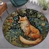 Cute Forest Animals Round Carpet Fox Rabbit Nursery Rug Kids Playroom Floor Mat Bedroom Living Room Washable Baby Activity Mat