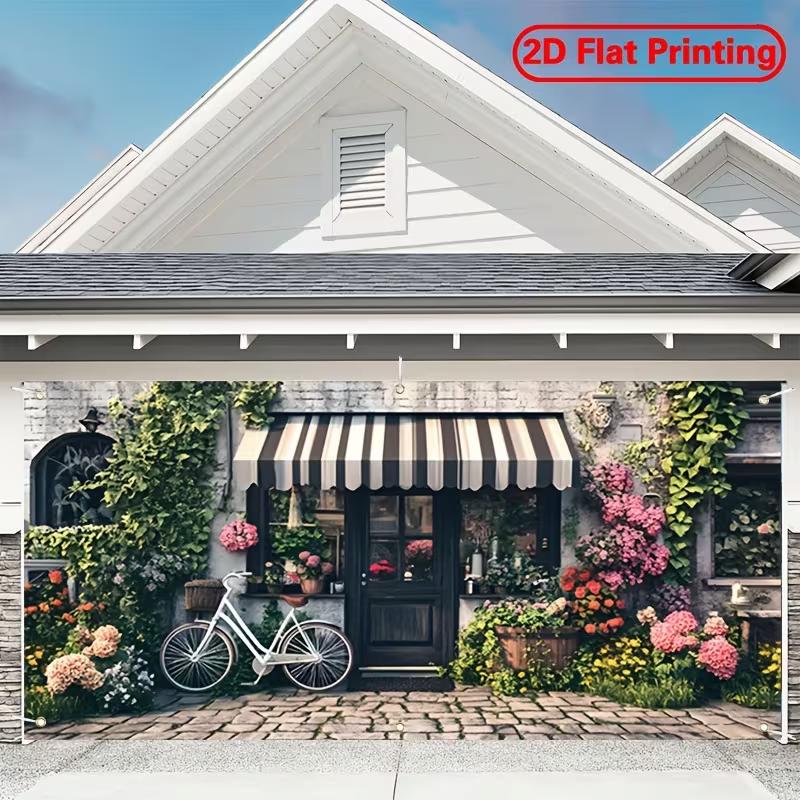 

2D Cottage Floral Shop Backdrop, Rustic Brick Wall Store Background Cloth 47.2x31.5inch/120*80cm