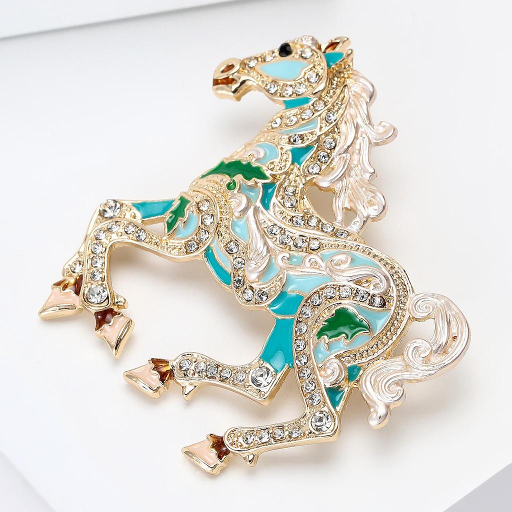 Running Horse Brooch for Women Enamel Animal Party Banquet Pins
