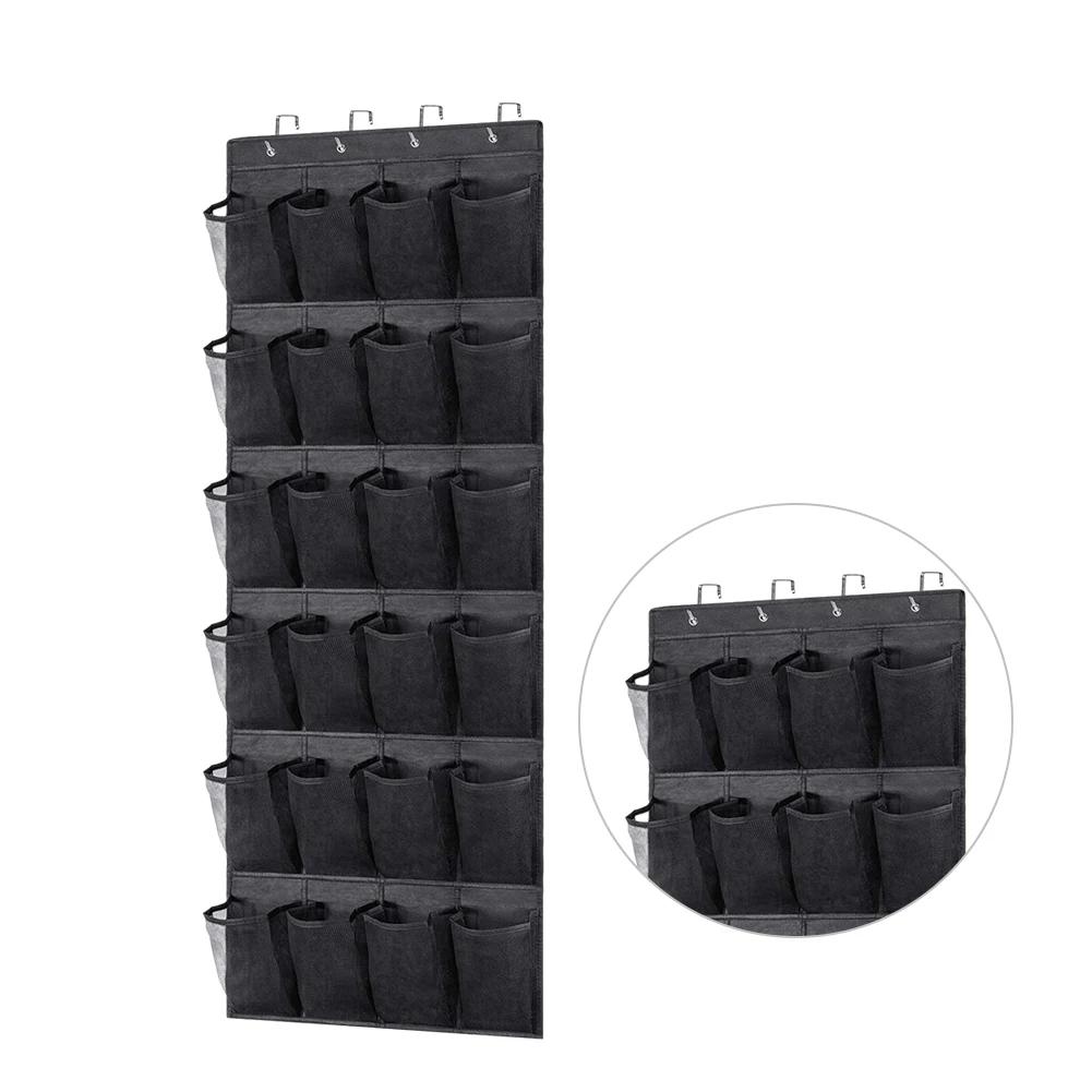 24 Pockets Wall-mounted Sundries Shoe Organiser Fabric Closet Bag Storage Rack Mesh Pocket Clear Hanging Over The Door Cloth Box